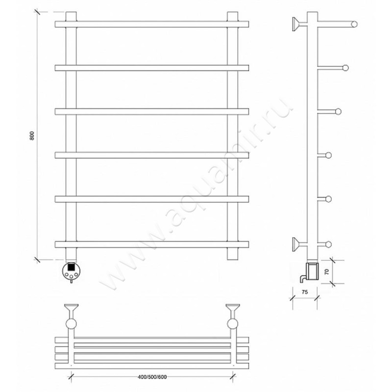 Полотенцесушитель электрический Secado Турин 6 4603759404257 размеры