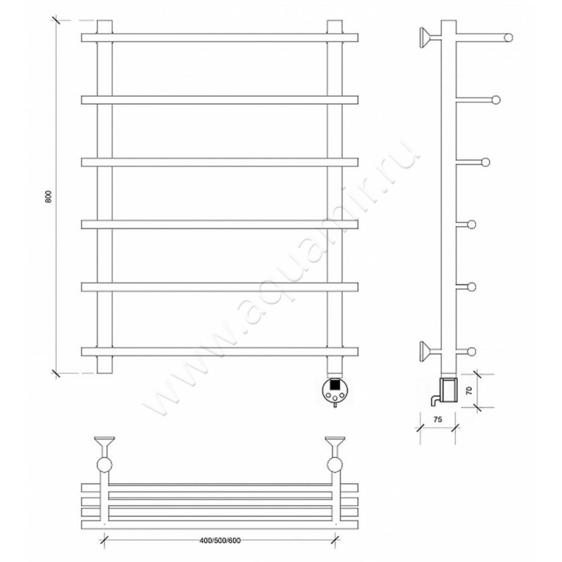 Полотенцесушитель электрический Secado Турин 6 4603759404257 размеры