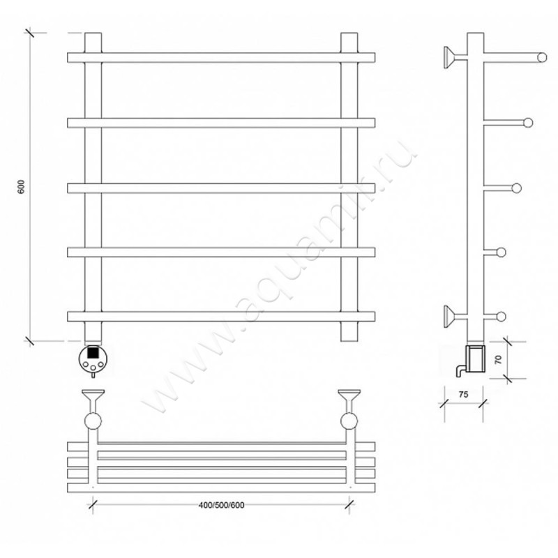 Полотенцесушитель электрический Secado Турин 6 4603777456115 размеры