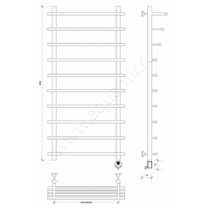 Полотенцесушитель электрический Secado Турин 6 4603777440329 размеры