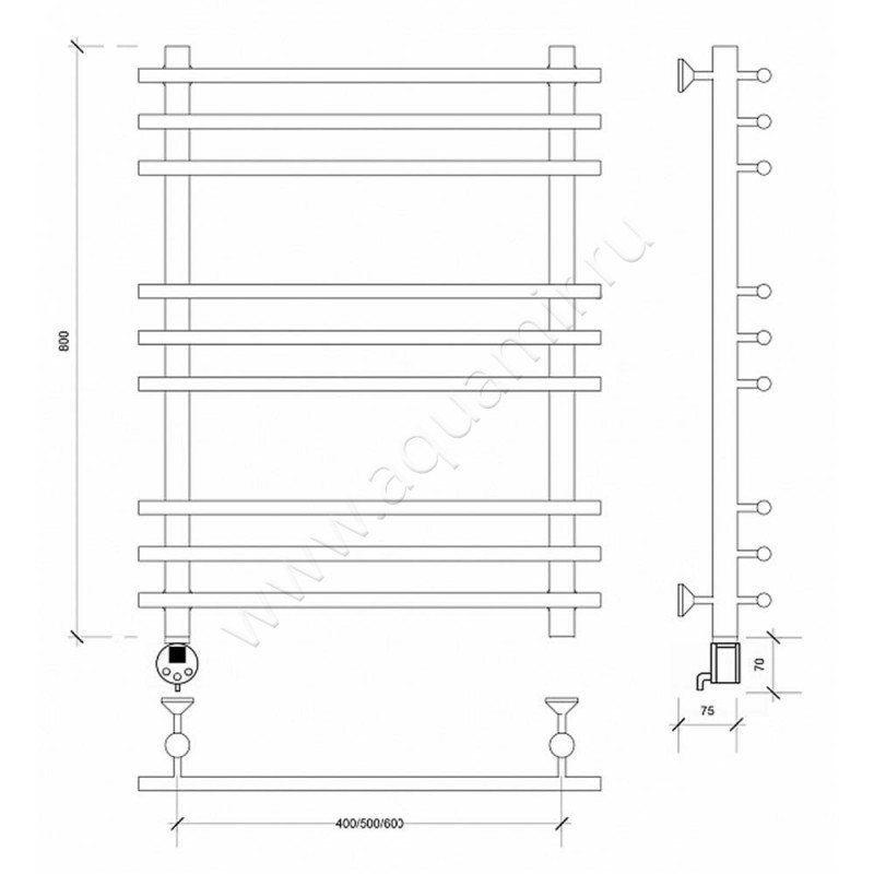 Полотенцесушитель электрический Secado Турин плюс 4603777456306 размеры