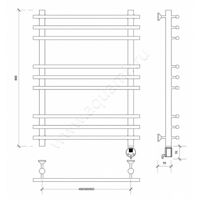 Полотенцесушитель электрический Secado Турин плюс 4603759404295 размеры
