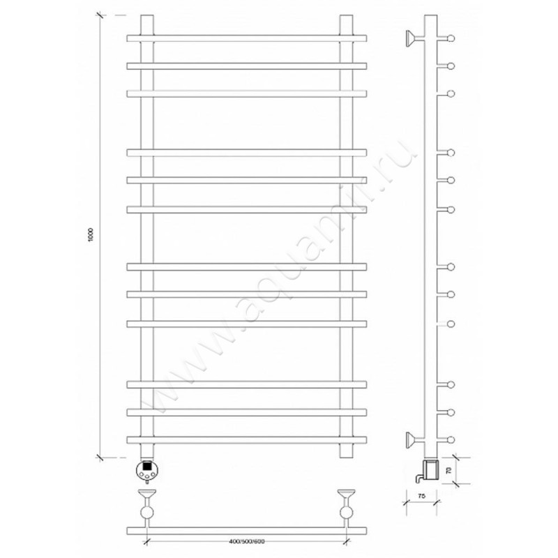 Полотенцесушитель электрический Secado Турин плюс 4603777456368 размеры