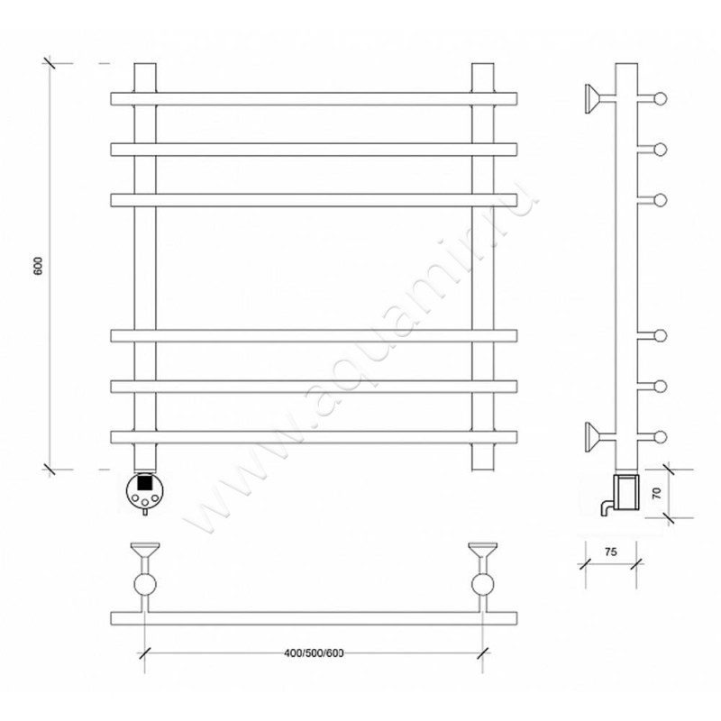 Полотенцесушитель электрический Secado Турин плюс 4603777456276 размеры