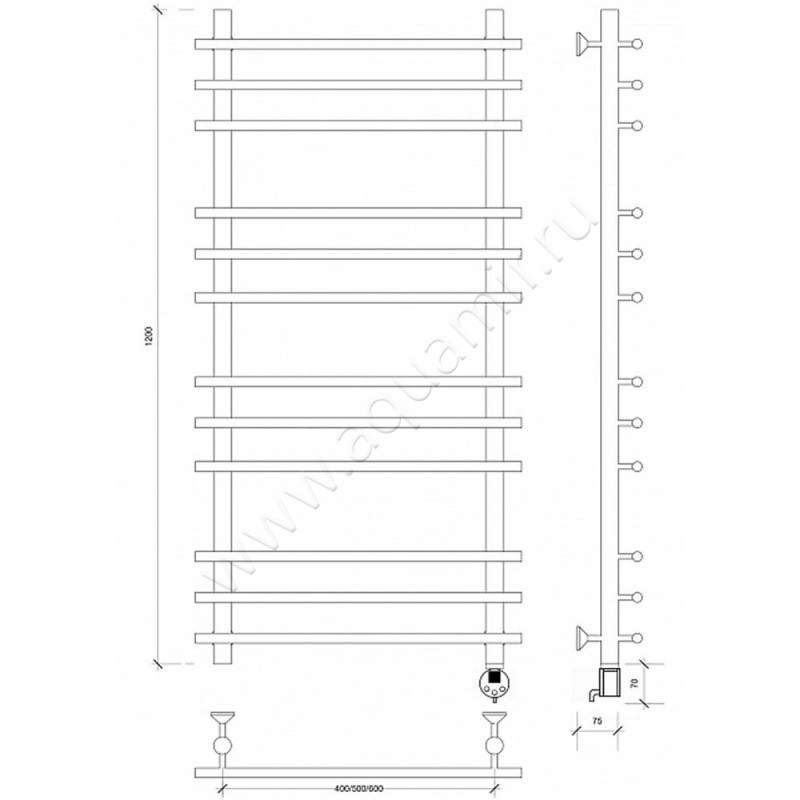 Полотенцесушитель электрический Secado Турин плюс 4603777456399 размеры
