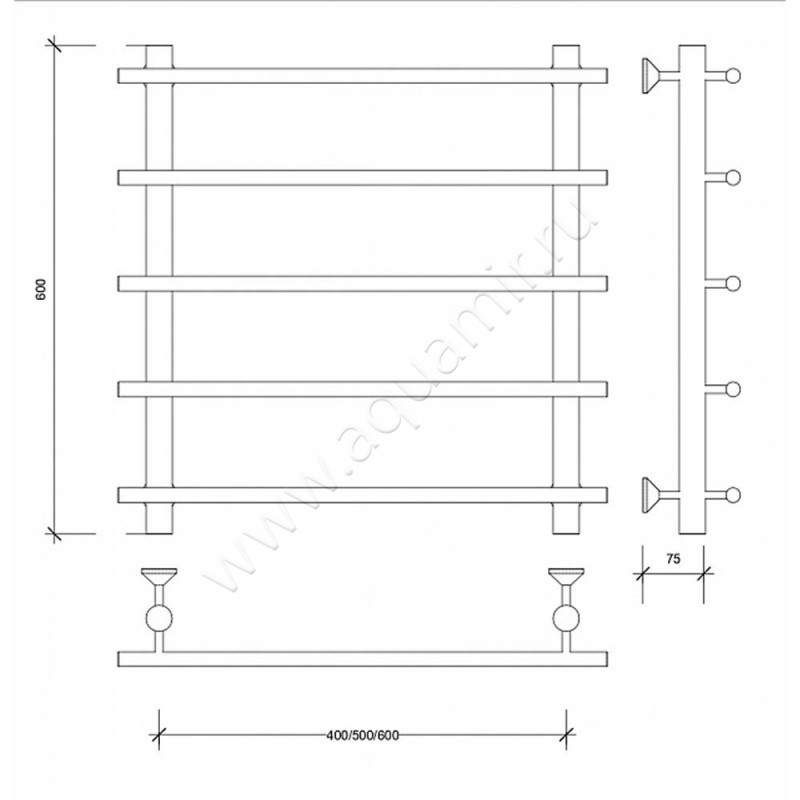Полотенцесушитель латунный водяной Secado Турин 1 4673739249949 размеры