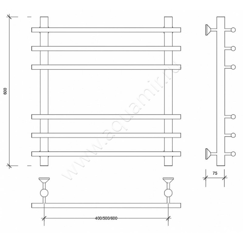 Полотенцесушитель латунный водяной Secado Турин плюс 4673739250402 размеры