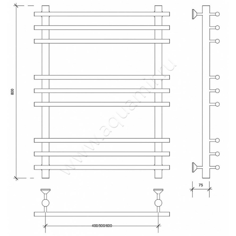 Полотенцесушитель латунный водяной Secado Турин плюс 4673739250457 размеры