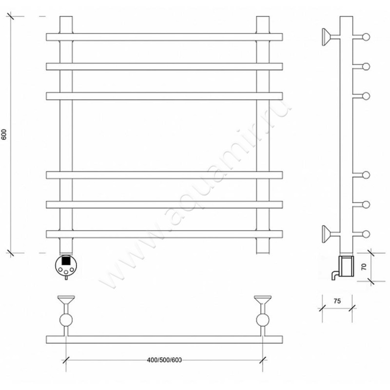 Полотенцесушитель латунный электрический Secado Турин плюс 4673739249680 размеры