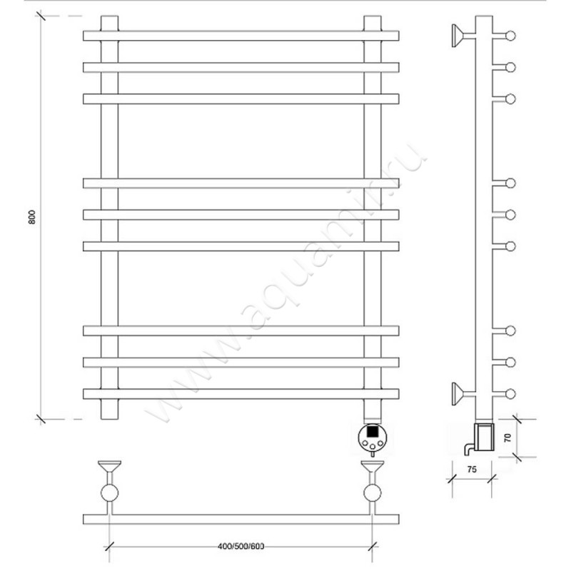 Полотенцесушитель латунный электрический Secado Турин плюс 4673739249727 размеры