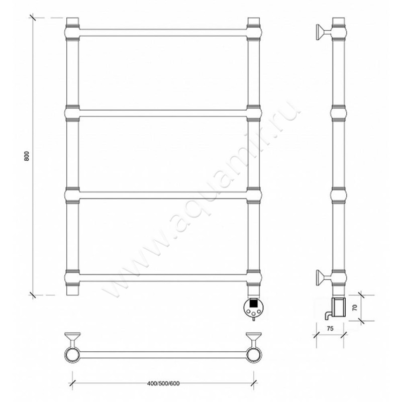 Полотенцесушитель электрический Secado Флоренция 1 4603759404370 размеры
