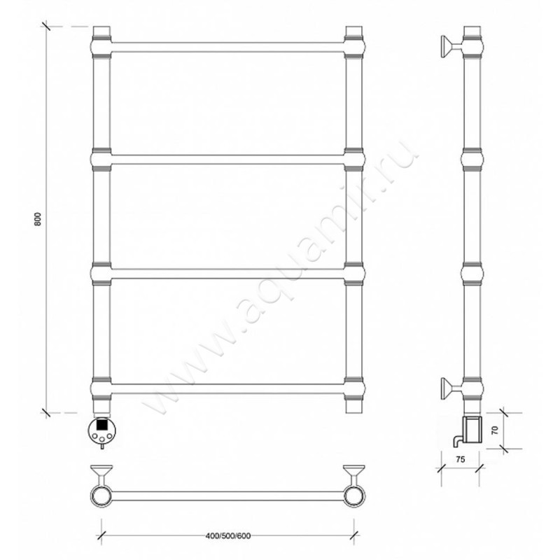 Полотенцесушитель электрический Secado Флоренция 1 4603759404370 размеры