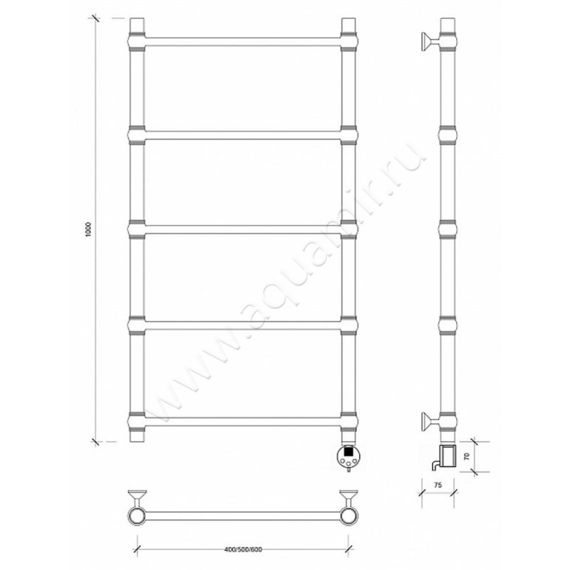 Полотенцесушитель электрический Secado Флоренция 1 4603759402130 размеры