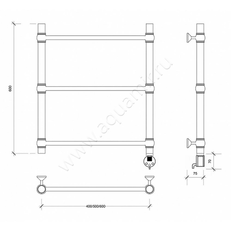 Полотенцесушитель электрический Secado Флоренция 1 4603777440381 размеры
