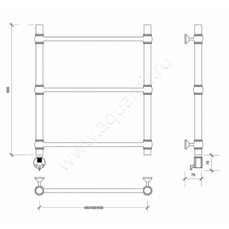 Полотенцесушитель электрический Secado Флоренция 1 4603777440381 размеры