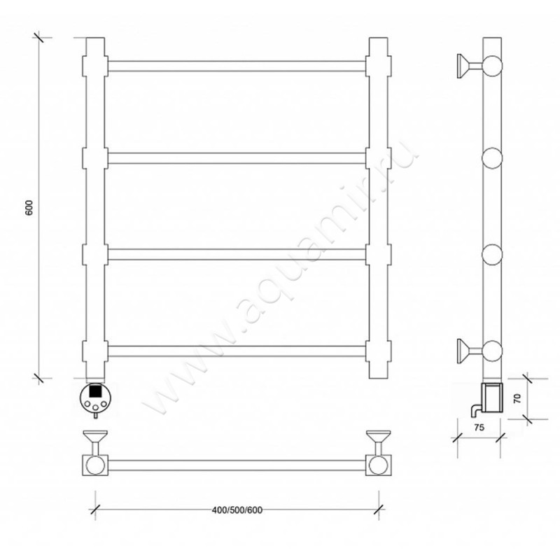 Полотенцесушитель электрический Secado Флоренция 2 4603777440176 размеры