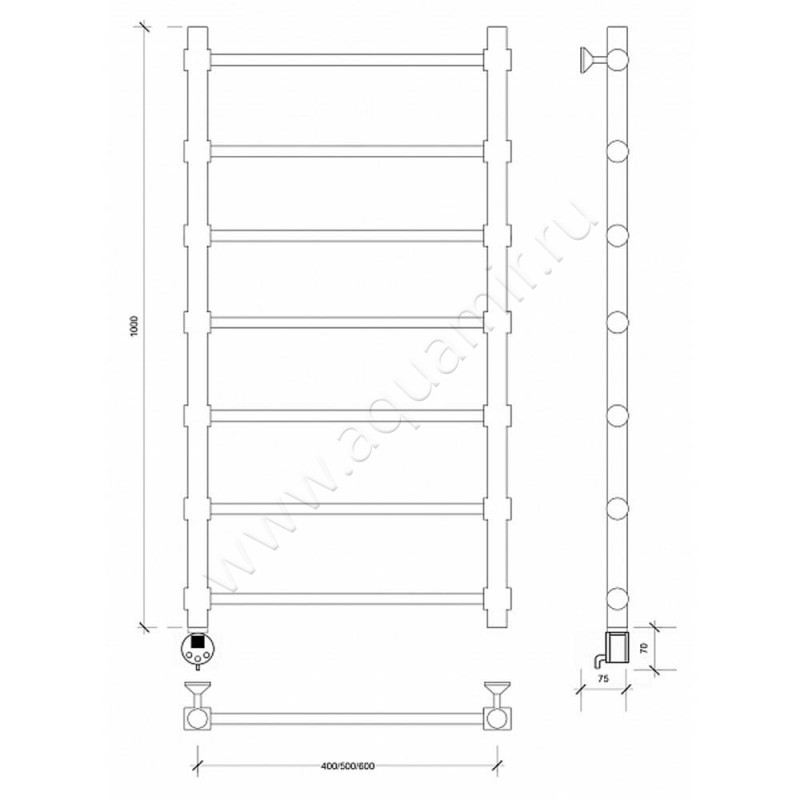 Полотенцесушитель электрический Secado Флоренция 2 4603777440534 размеры