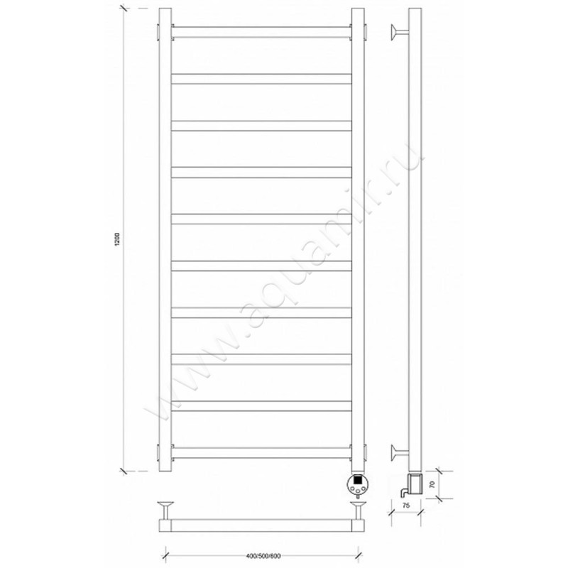Полотенцесушитель электрический Secado Корато 1 4603777441685 размеры