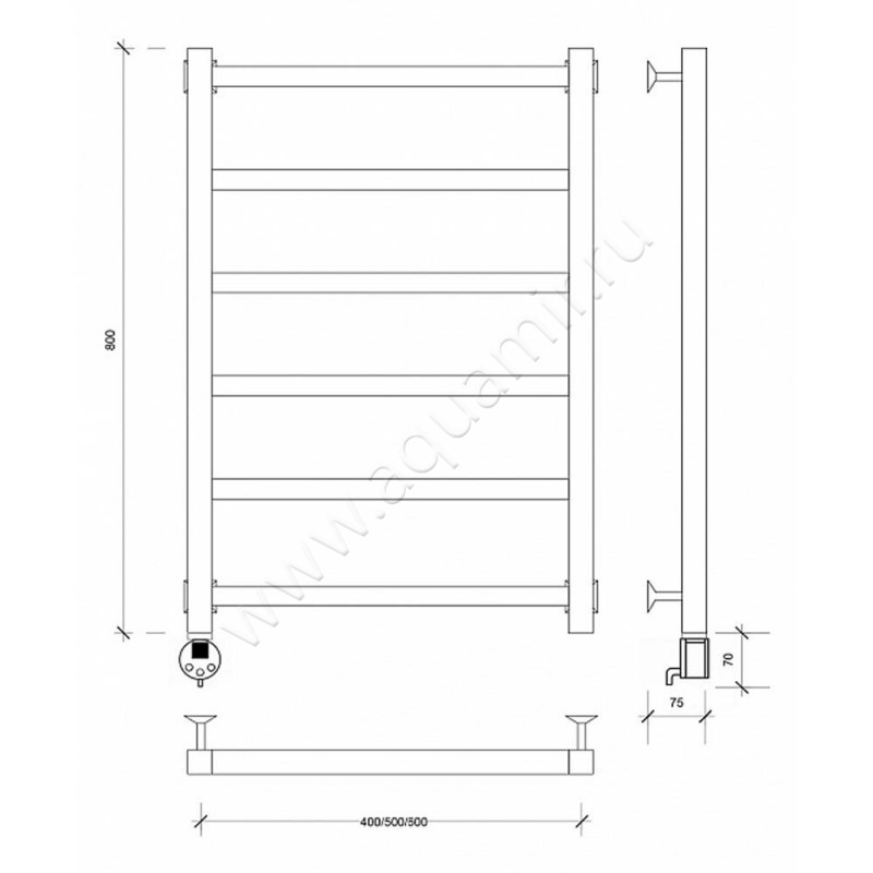Полотенцесушитель электрический Secado Корато 1 4603777479404 размеры