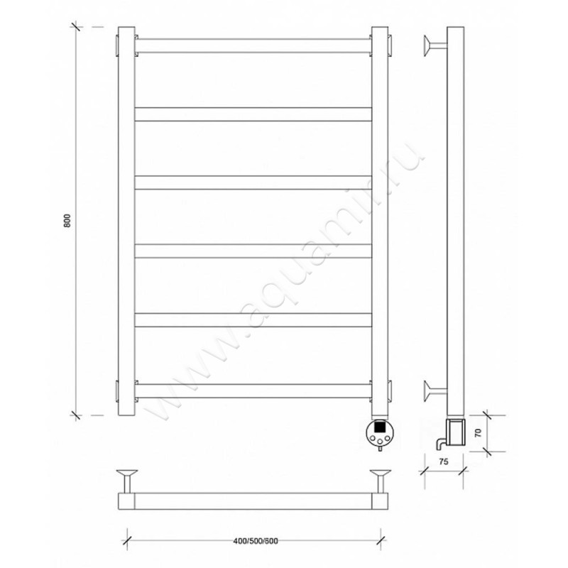 Полотенцесушитель электрический Secado Корато 1 4603777479428 размеры
