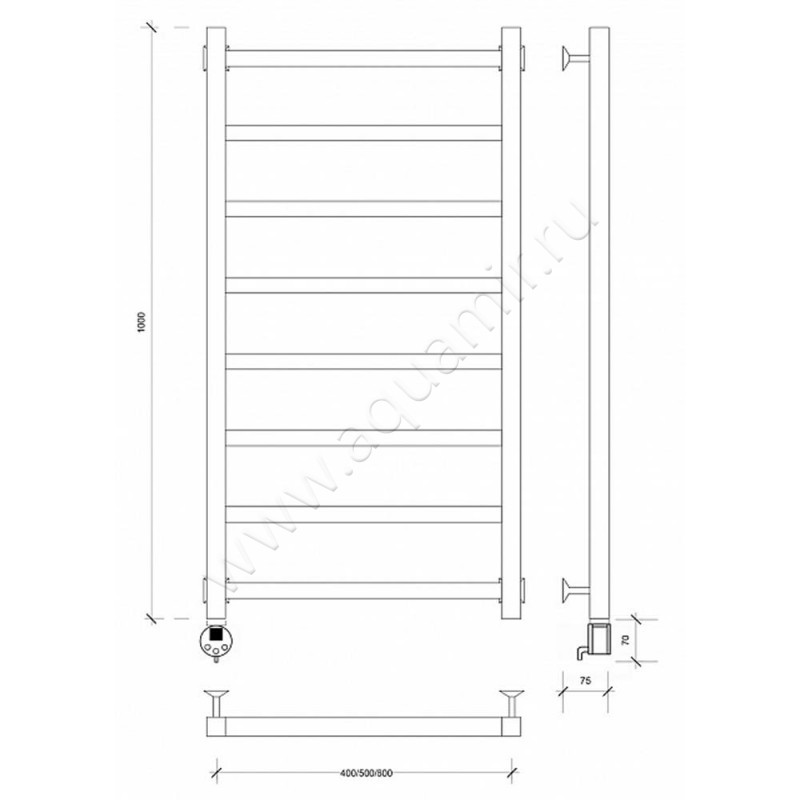Полотенцесушитель электрический Secado Корато 1 4603777479480 размеры