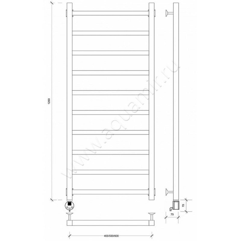 Полотенцесушитель электрический Secado Корато 1 4603777479527 размеры