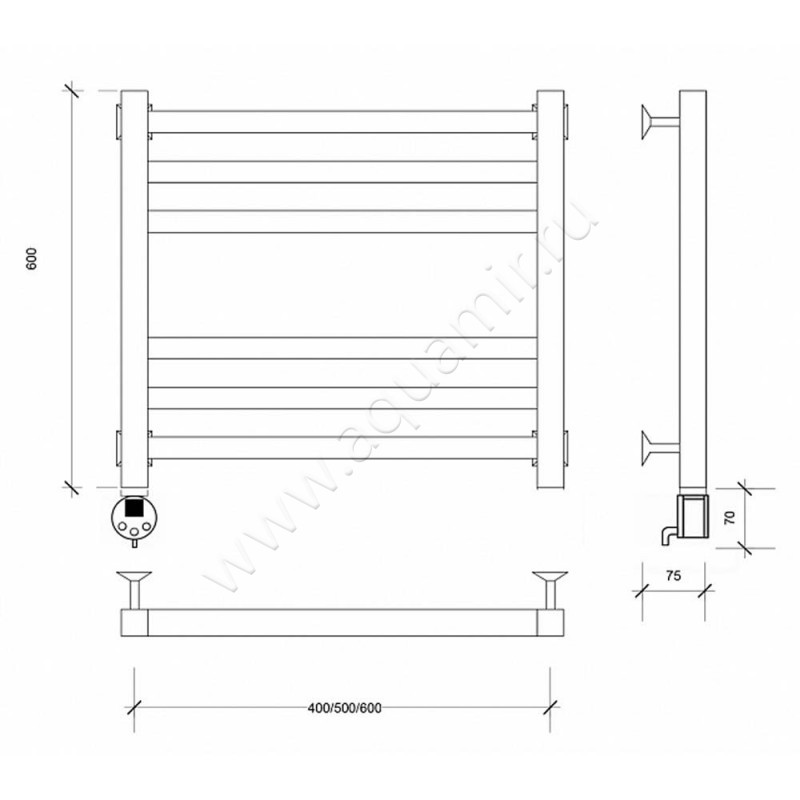 Полотенцесушитель электрический Secado Корато 3 4603777472511 размеры