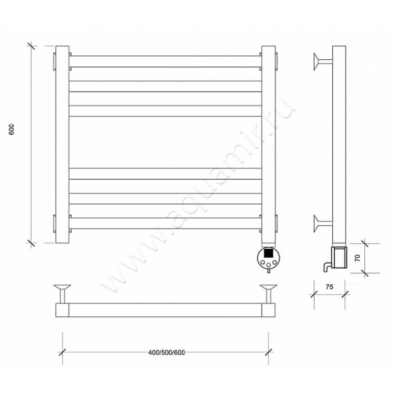 Полотенцесушитель электрический Secado Корато 3 4603777472603 размеры