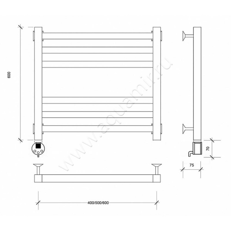 Полотенцесушитель электрический Secado Корато 3 4603777472603 размеры