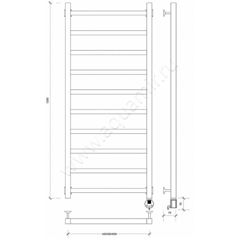 Полотенцесушитель электрический Secado Корсико 1 4603777442033 размеры