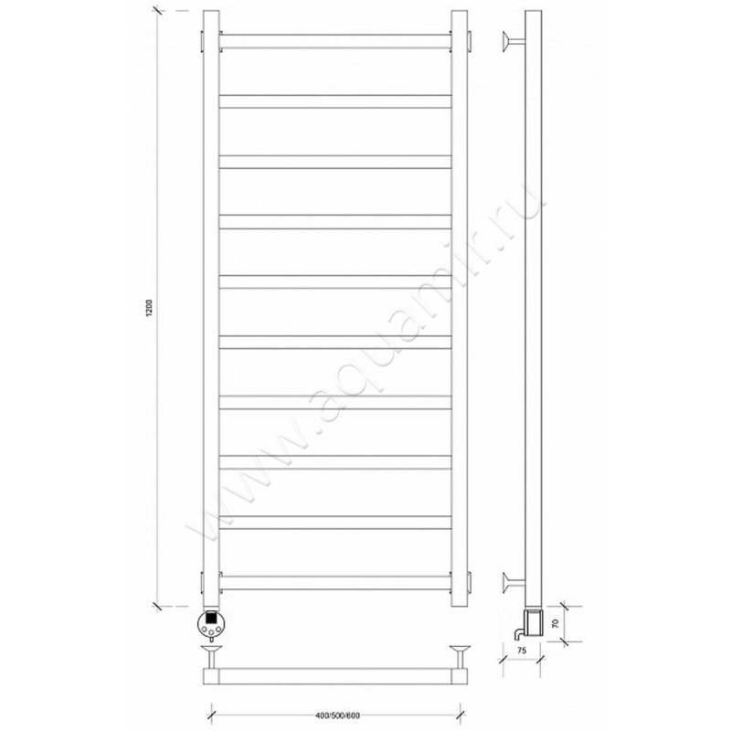 Полотенцесушитель электрический Secado Корсико 1 4603777442033 размеры