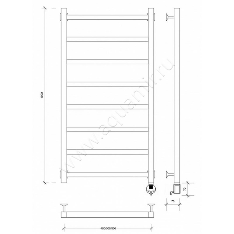 Полотенцесушитель электрический Secado Корсико 1 4603777475321 размеры