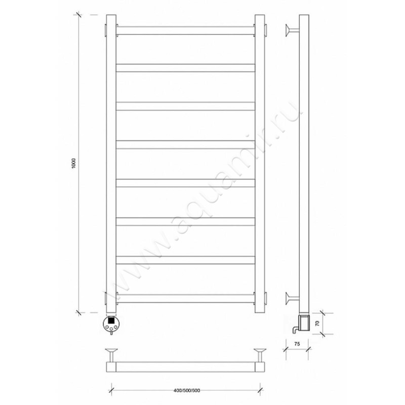 Полотенцесушитель электрический Secado Корсико 1 4603777475345 размеры