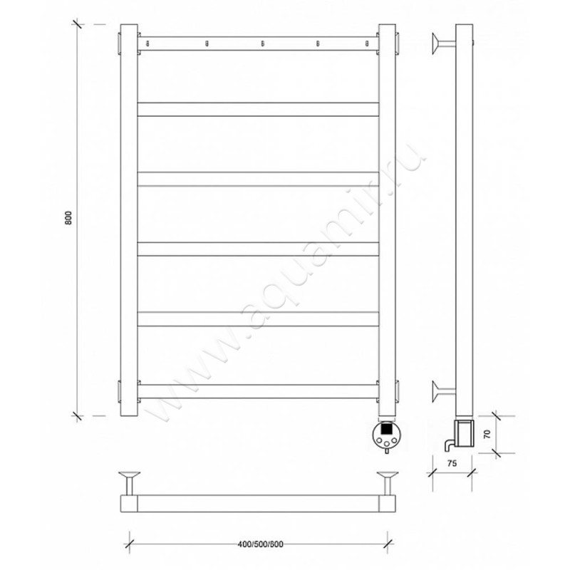 Полотенцесушитель электрический Secado Корсико 1 4603777472948 размеры