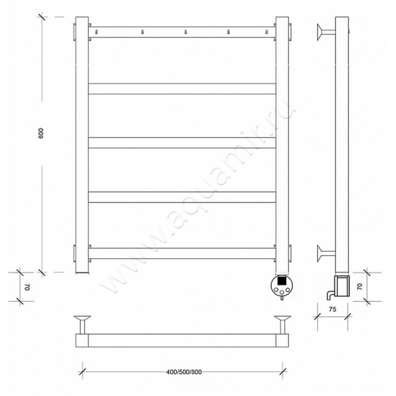 Полотенцесушитель электрический Secado Корсико 1 4603777473044 размеры