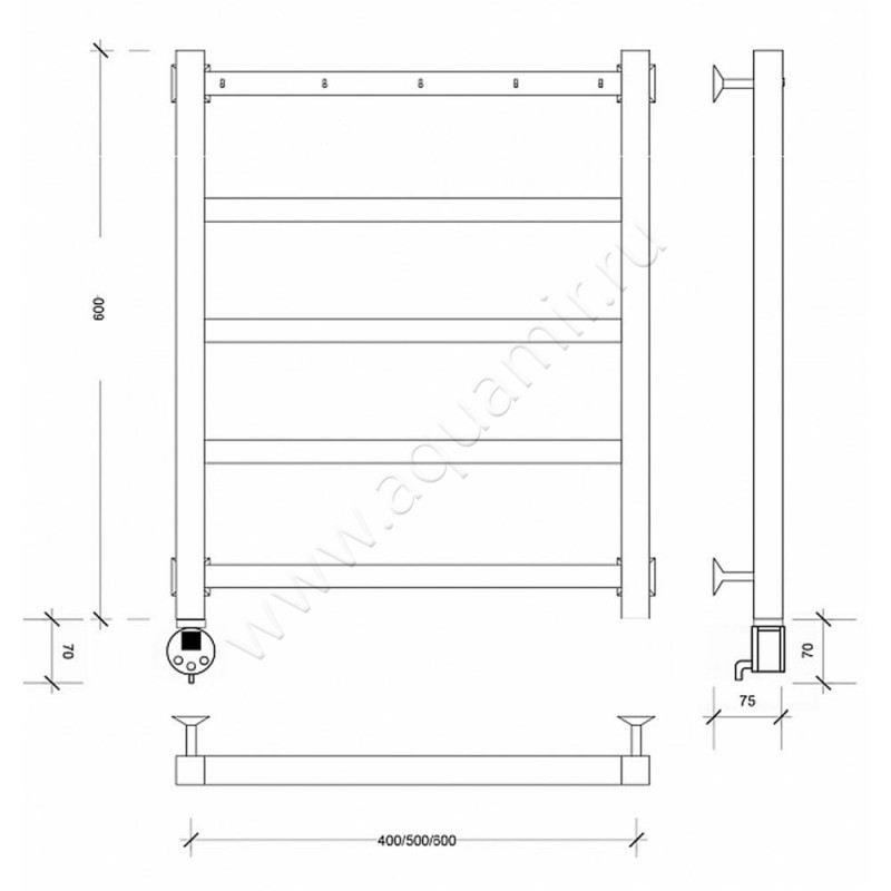 Полотенцесушитель электрический Secado Корсико 1 4603777473044 размеры