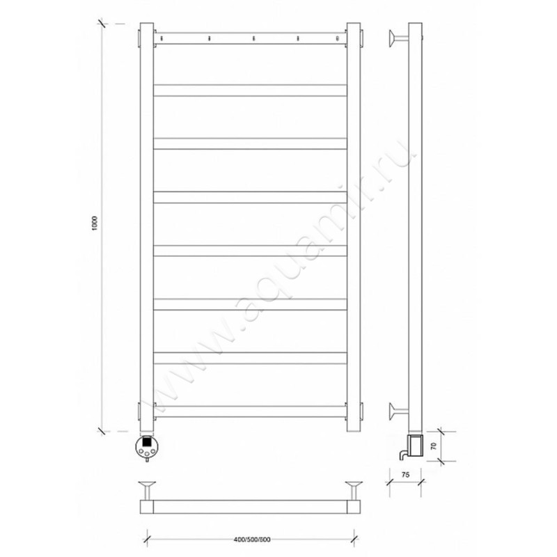 Полотенцесушитель электрический Secado Корсико 1 4603777473105 размеры