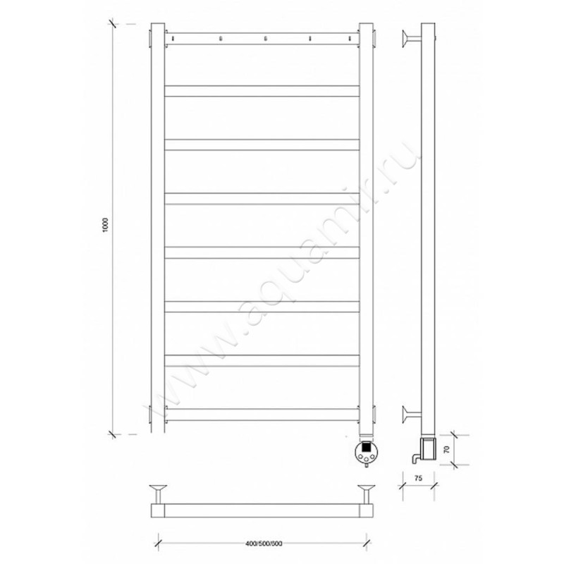 Полотенцесушитель электрический Secado Корсико 1 4603777473112 размеры