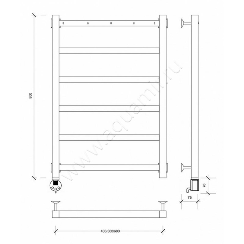 Полотенцесушитель электрический Secado Корсико 1 4603777473433 размеры
