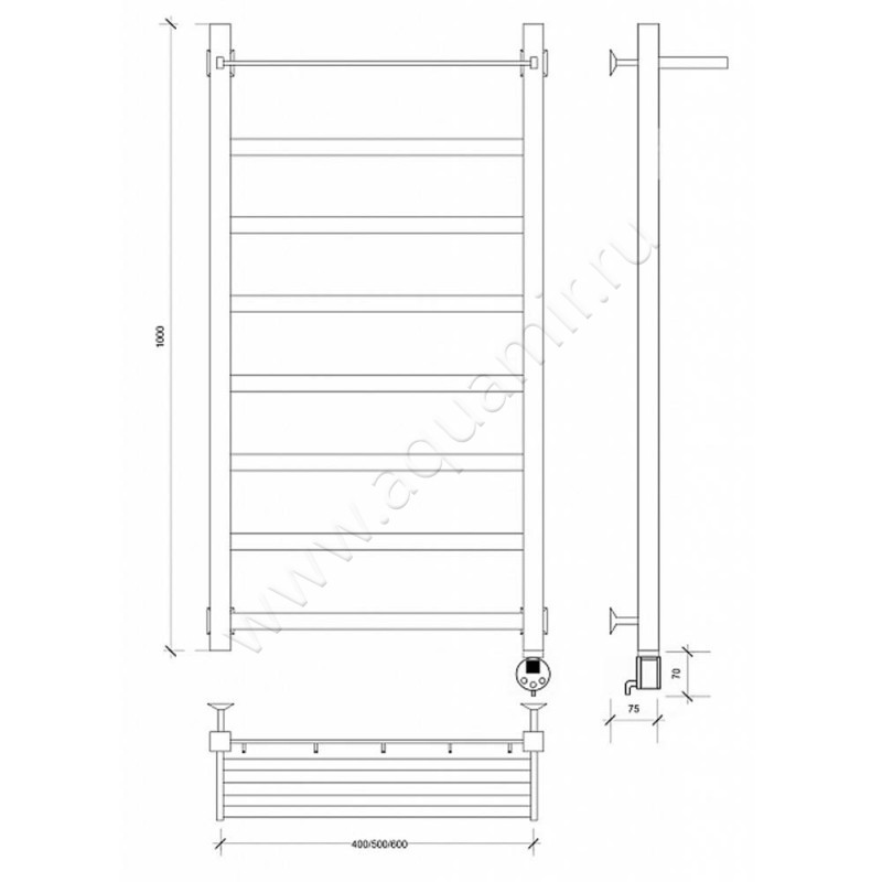 Полотенцесушитель электрический Secado Корсико 1 4603777473860 размеры