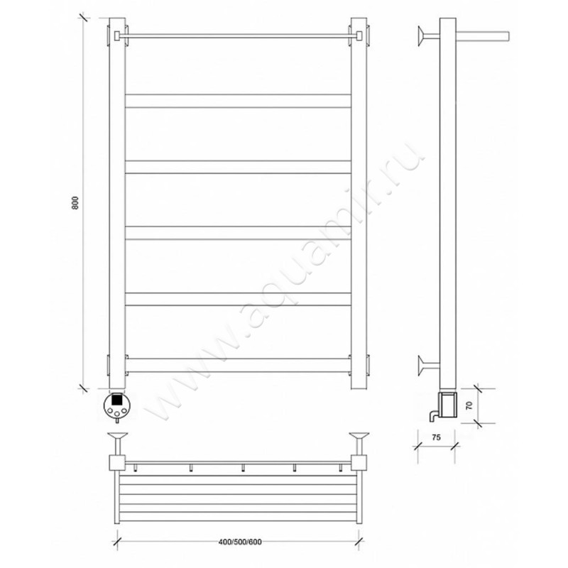 Полотенцесушитель электрический Secado Корсико 1 4603777473815 размеры