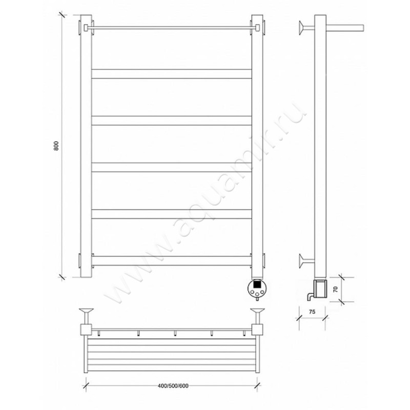 Полотенцесушитель электрический Secado Корсико 1 4603777473853 размеры