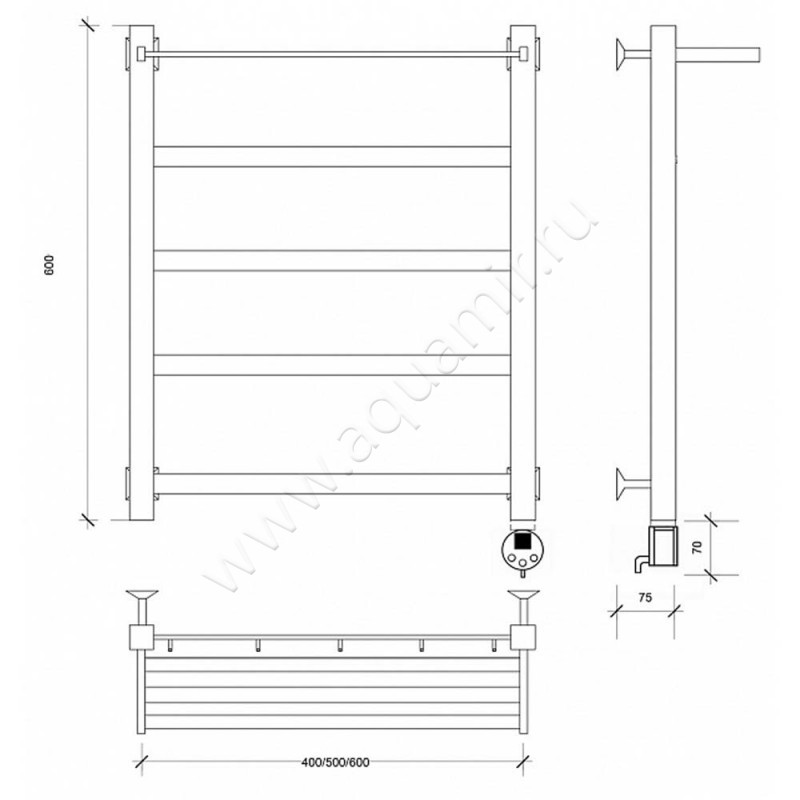 Полотенцесушитель электрический Secado Корсико 1 4603777473631 размеры