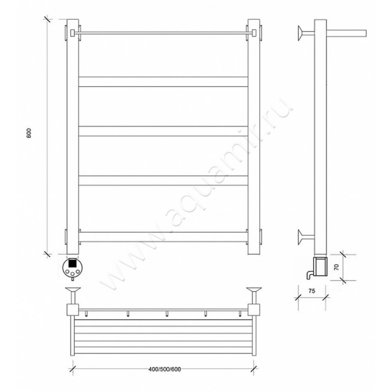 Полотенцесушитель электрический Secado Корсико 1 4603777473655 размеры