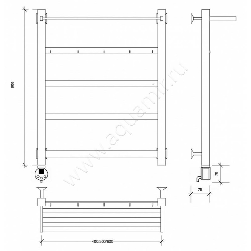Полотенцесушитель электрический Secado Корсико 1 4603777480905 размеры