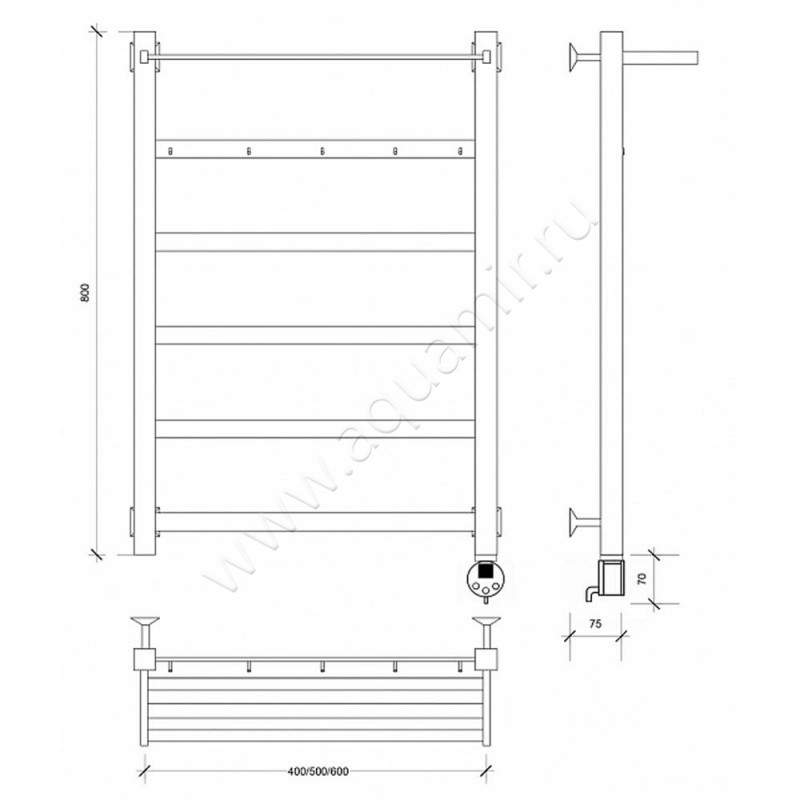 Полотенцесушитель электрический Secado Корсико 1 4603777474027 размеры
