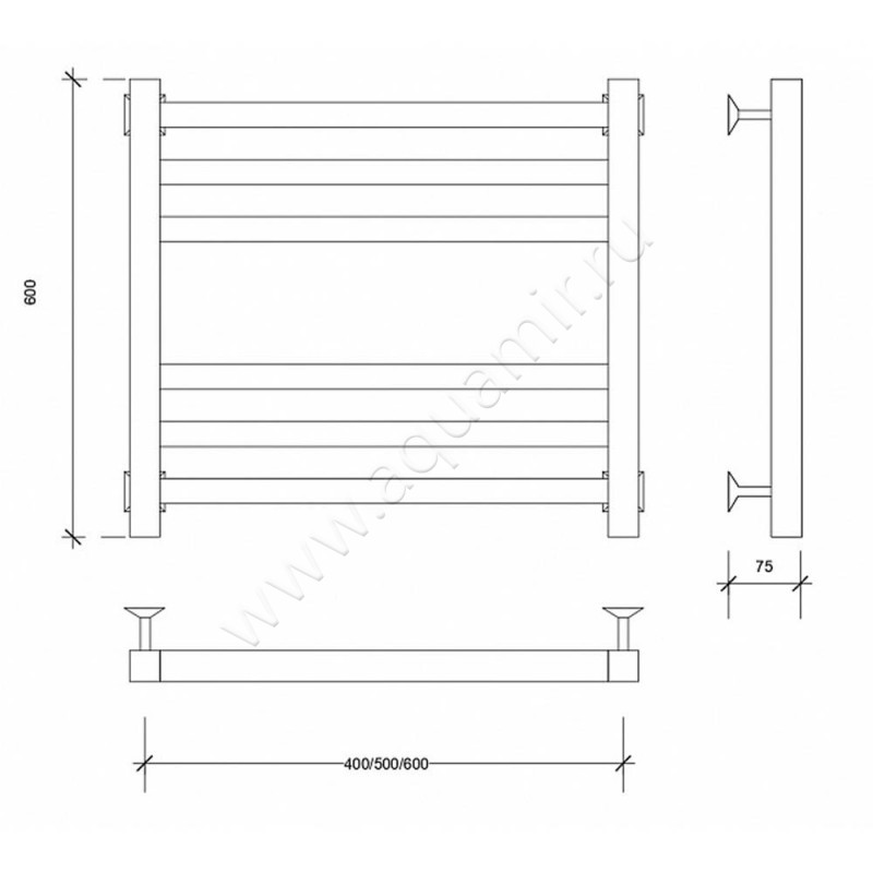 Полотенцесушитель электрический Secado Корсико 3 4603777481124 размеры