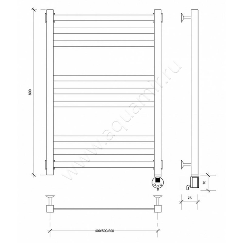 Полотенцесушитель электрический Secado Корсико 3 4603777442217 размеры