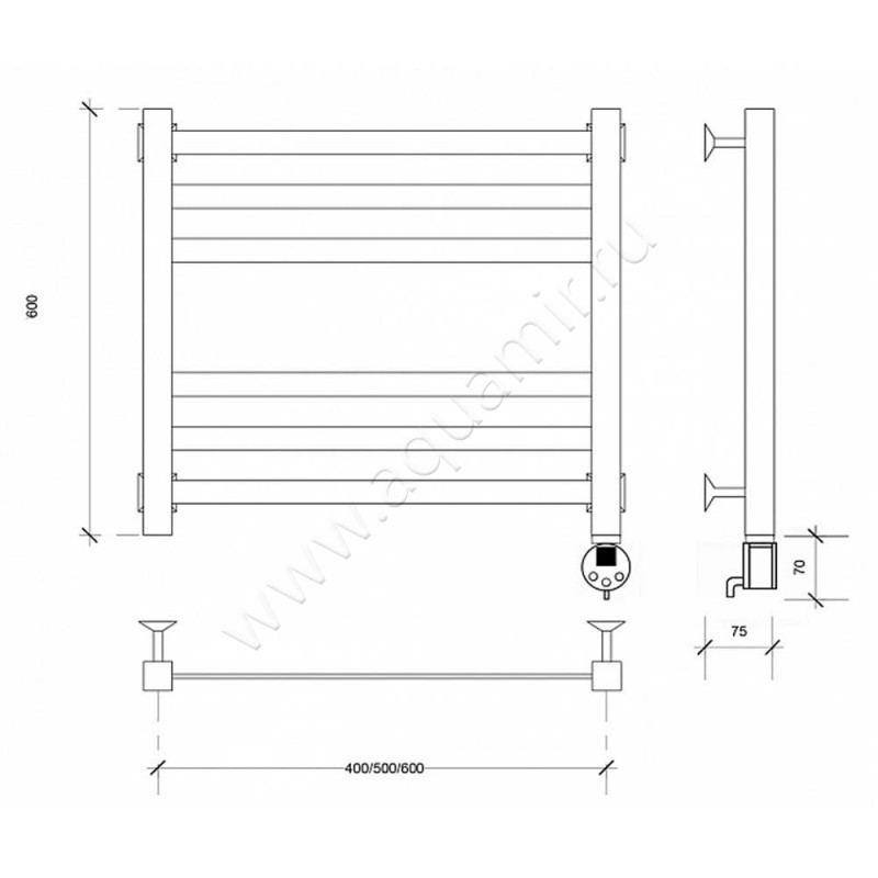 Полотенцесушитель электрический Secado Корсико 3 4603777481179 размеры
