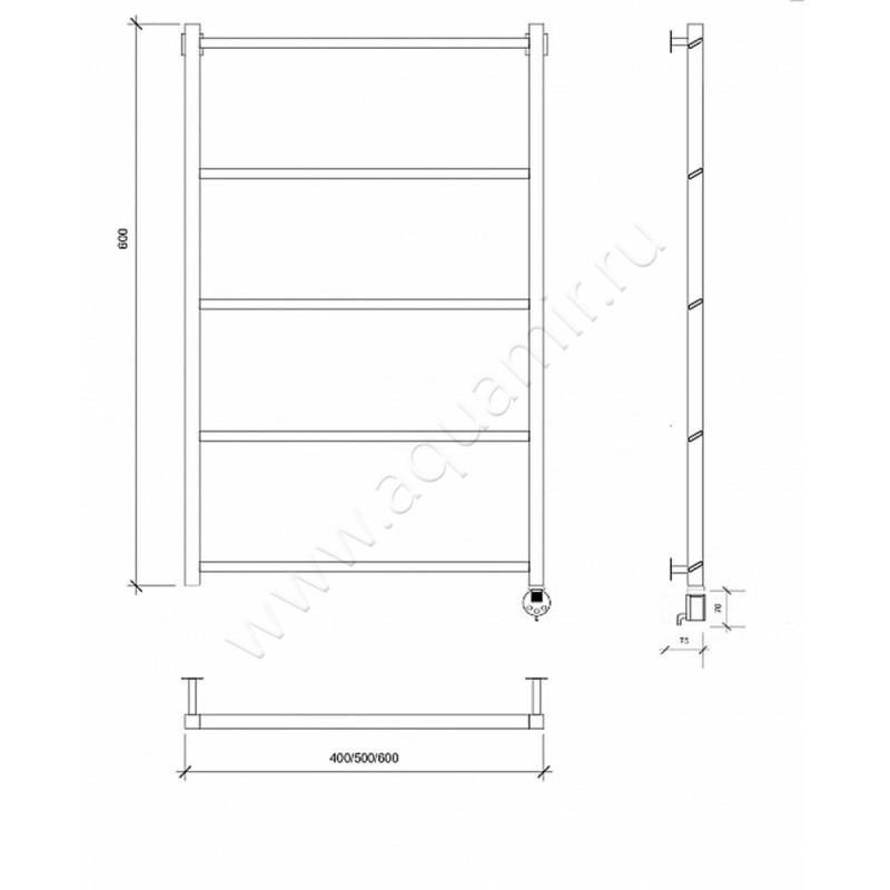 Полотенцесушитель электрический Secado Корсико 4673739251638 размеры